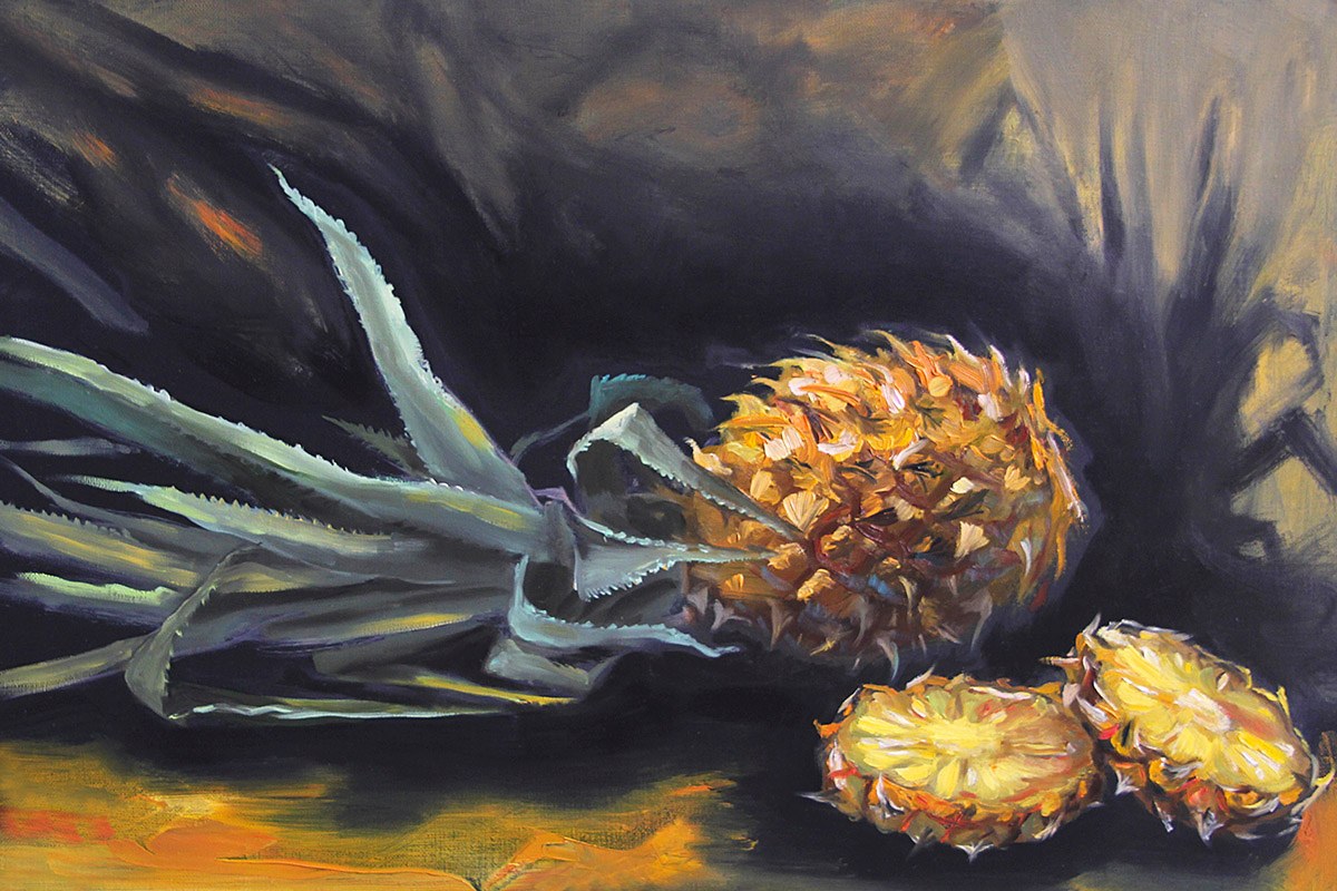 Oil painting fruit pineapple