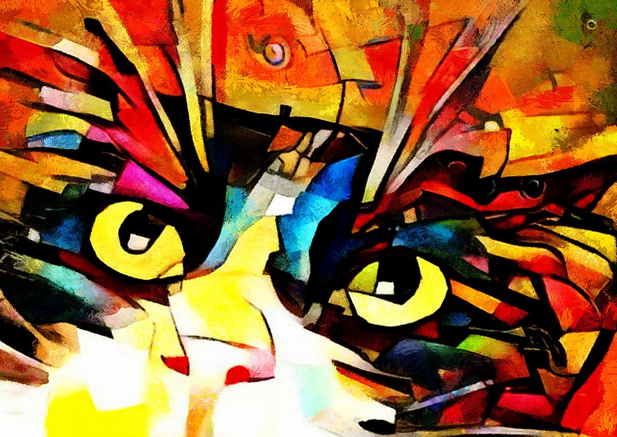 Illustration of a cat in different colors Illustration of a cat in different colors