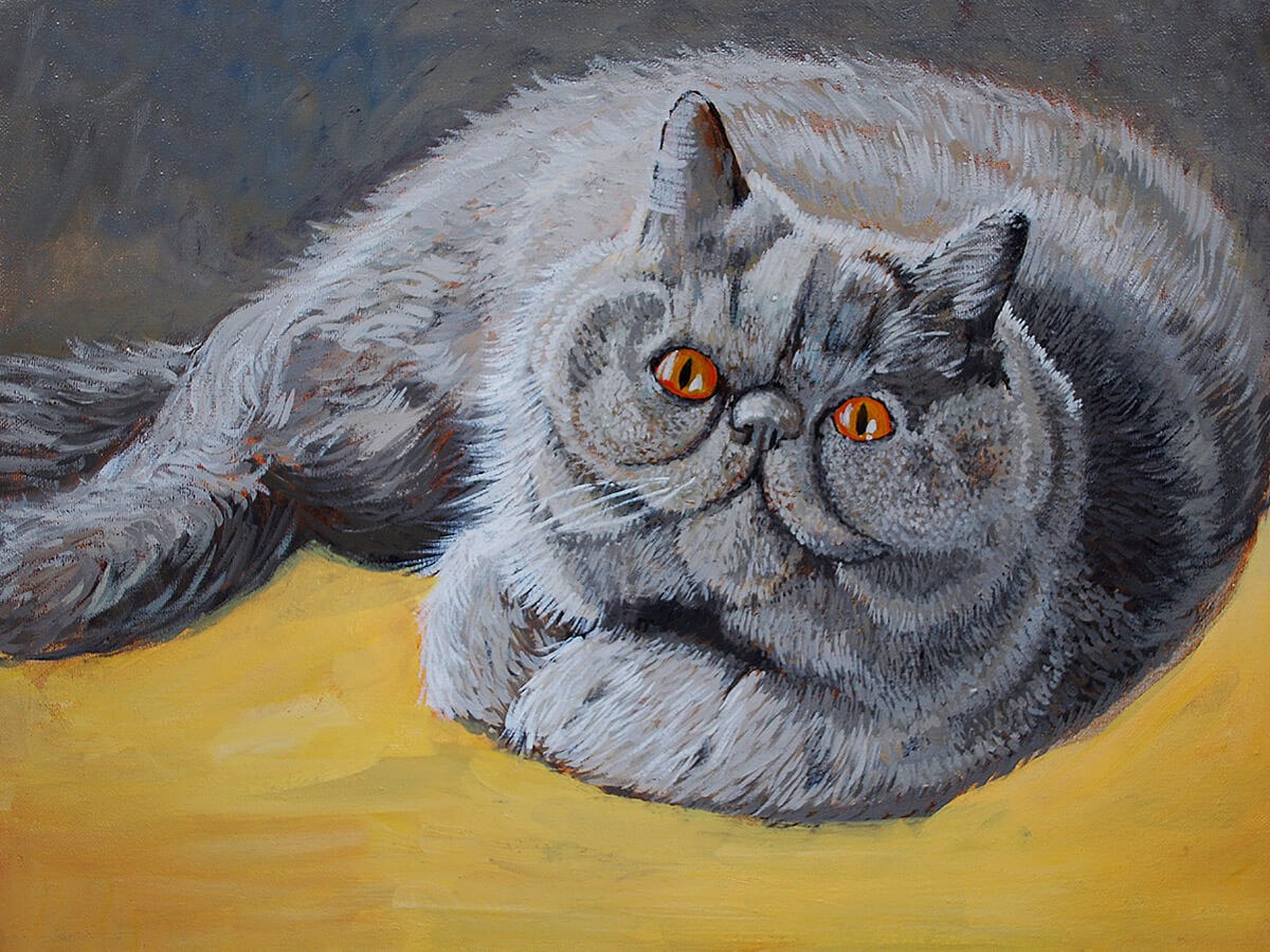 Oil painting fat cat with big eyes Oil painting fat cat with big eyes