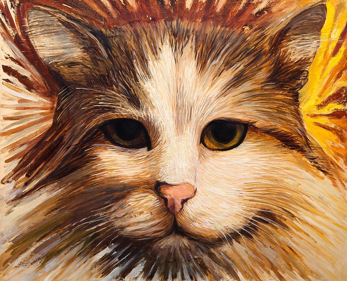 Painting cute cat face close up Painting cute cat face close up