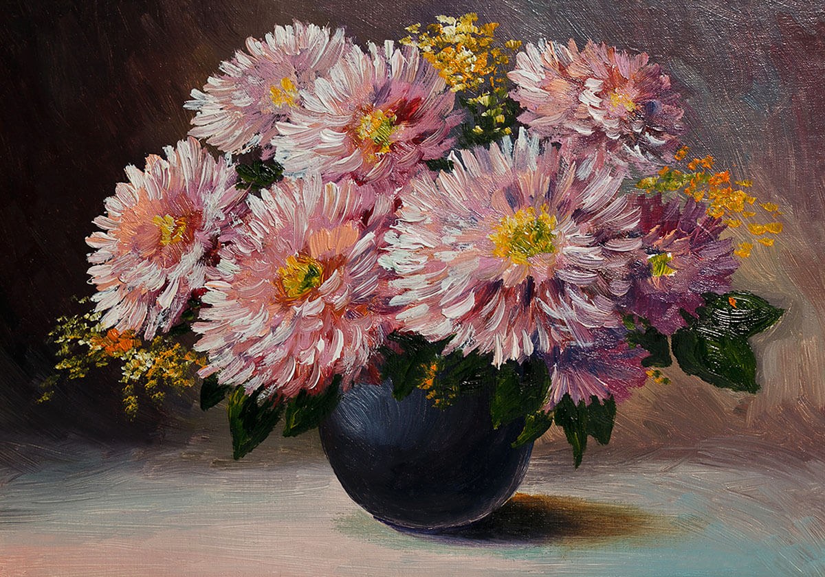 Painting bouquet of spring flowers