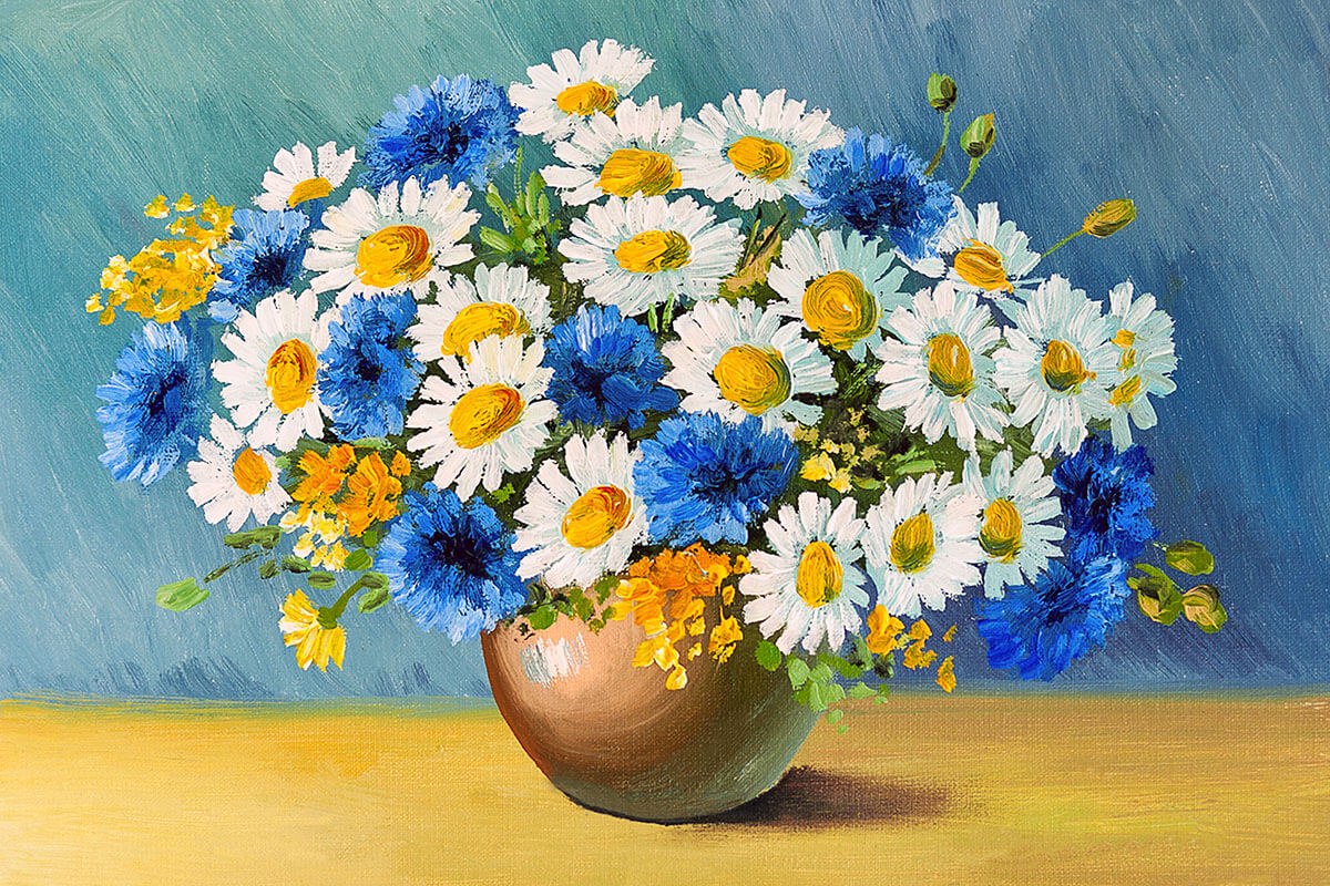 Gorgeous oil painting bouquet of spring flowers