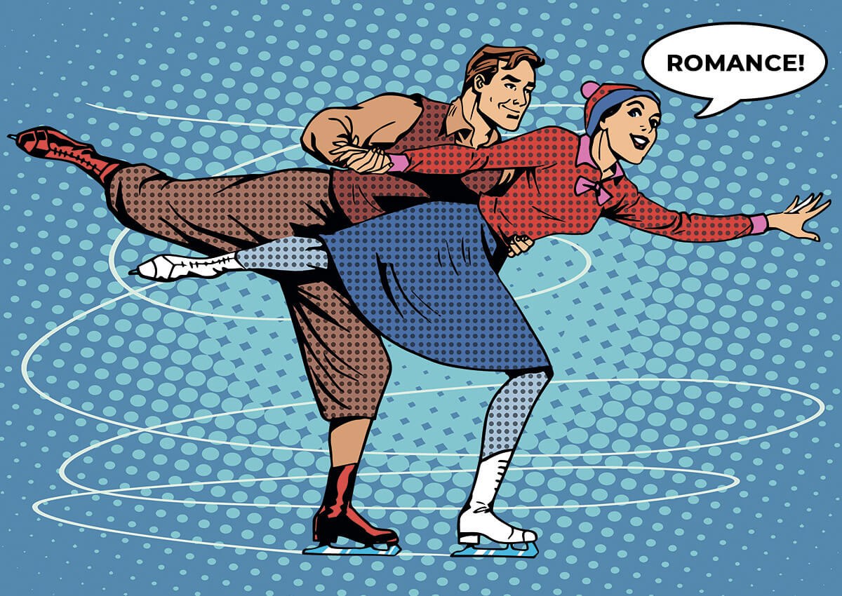 Picture of a couple ice skating