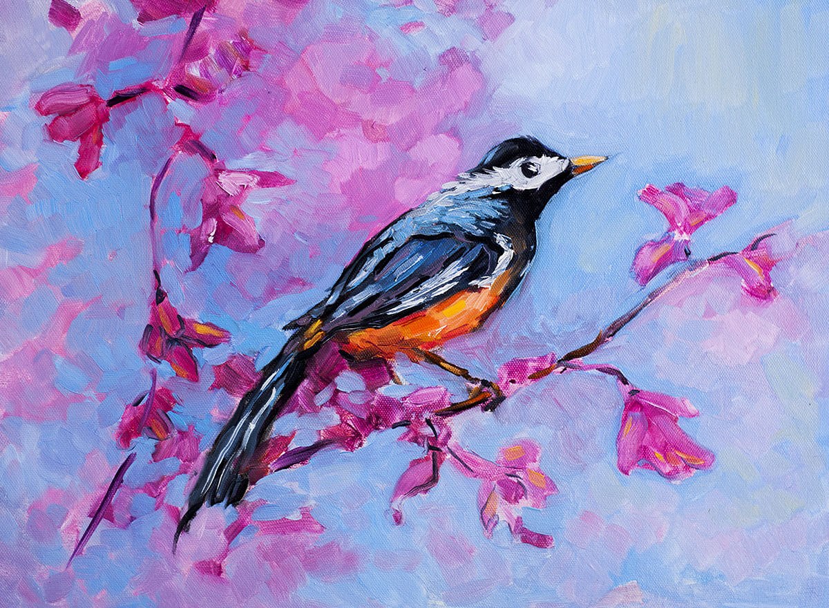 Painting with a beautiful bird