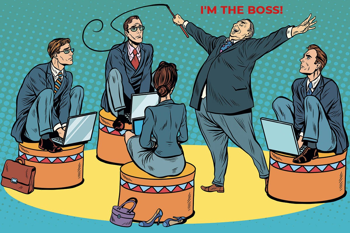 Picture of a boss with a whip in his hands