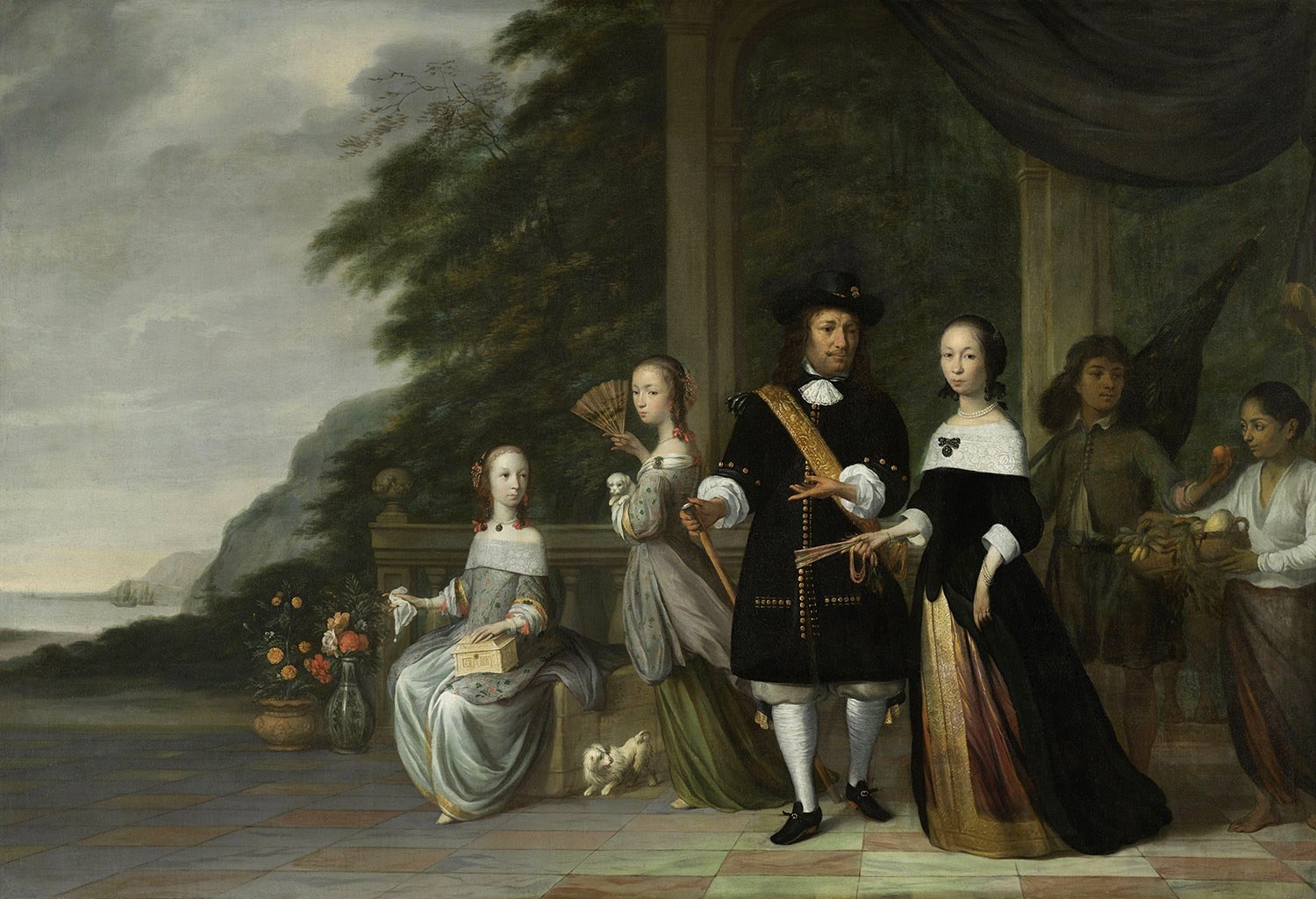 Pieter Cnoll, Cornelia van Nijenrode and their Daughters, Artist: Jacob Jansz. Coeman, 1665, Amsterdam, Netherlands, Original painting