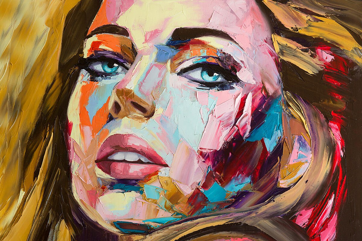 Oil painting with a beautiful female face