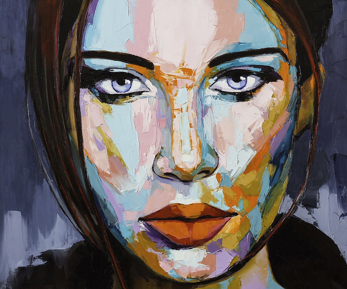 Painting with the face of a pretty woman