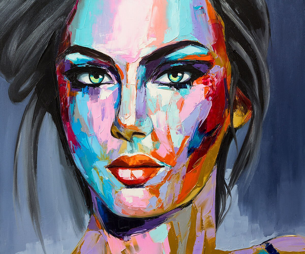 Oil painting with the face of a cute girl