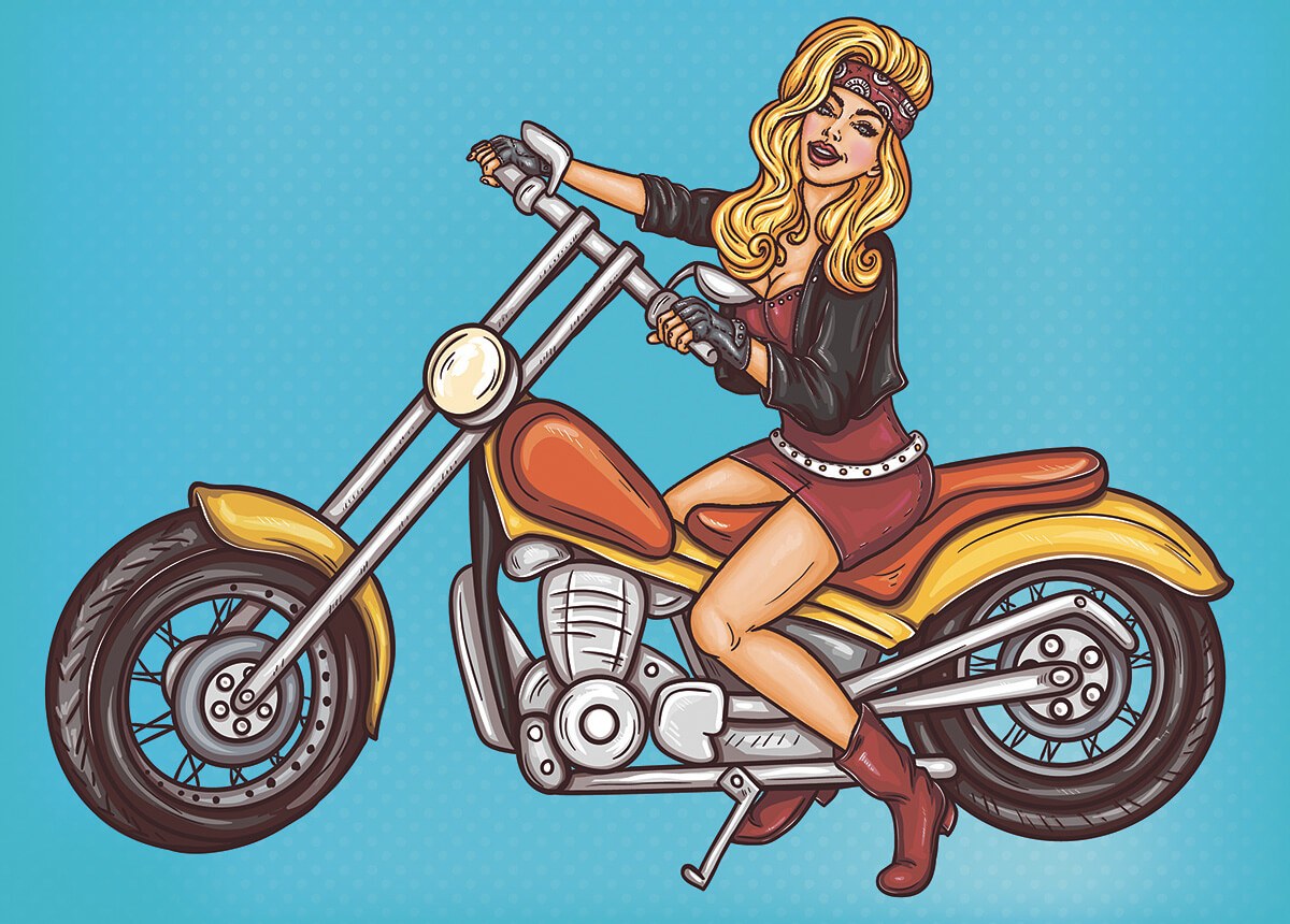 Illustration of a beautiful girl on a motorcycle Illustration of a beautiful girl on a motorcycle
