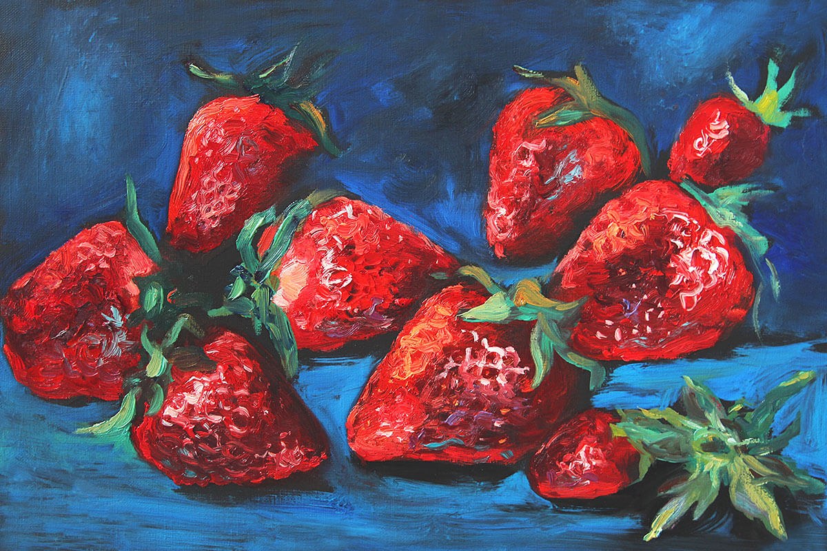 Original painting with strawberries