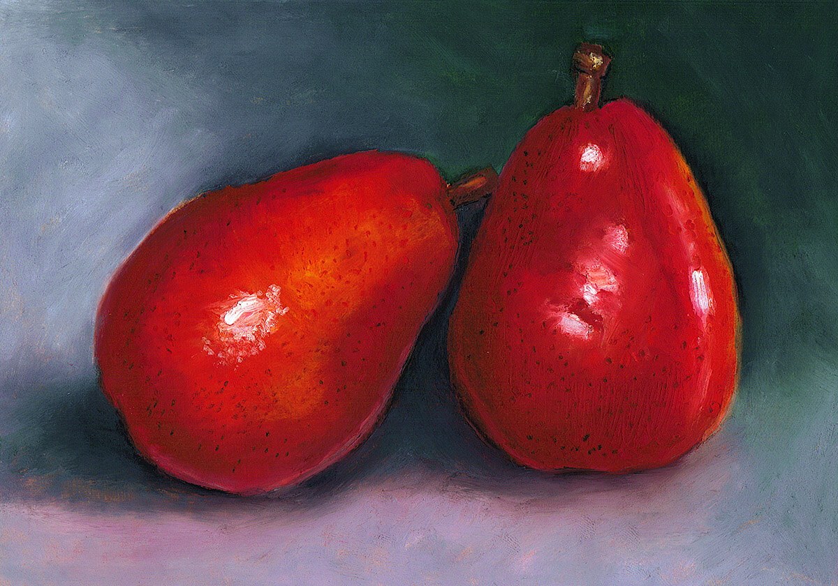 Painting two large red pears