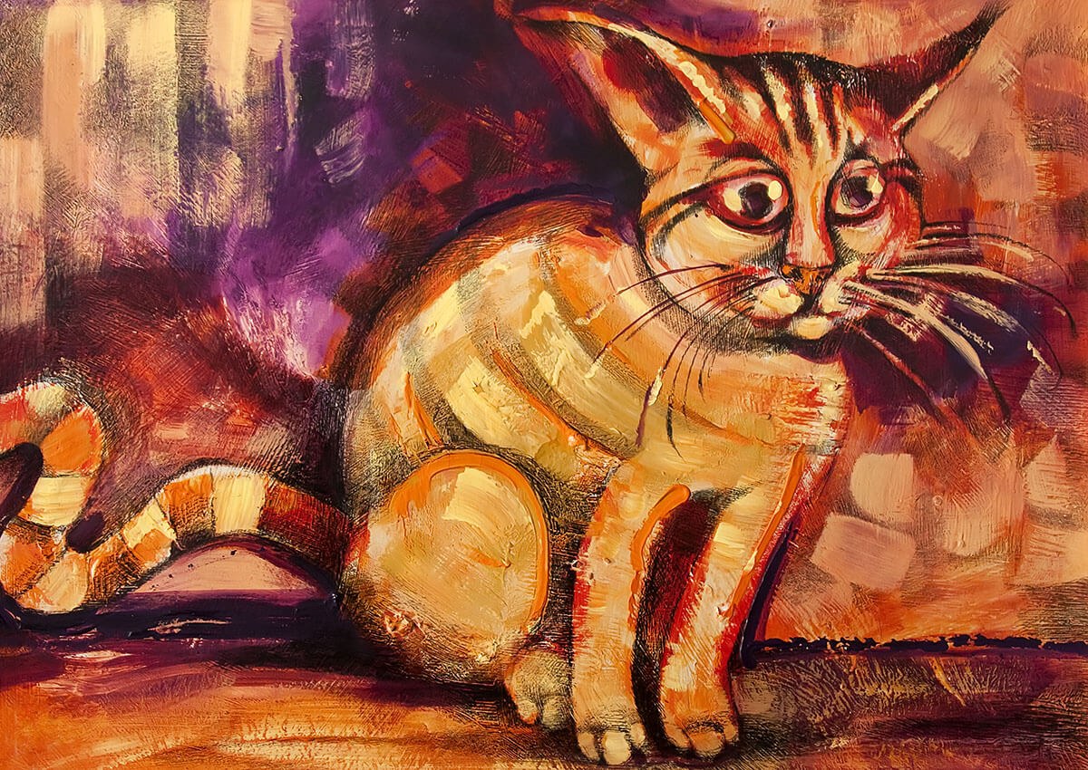 Oil painting cat with a big mustache Oil painting cat with a big mustache