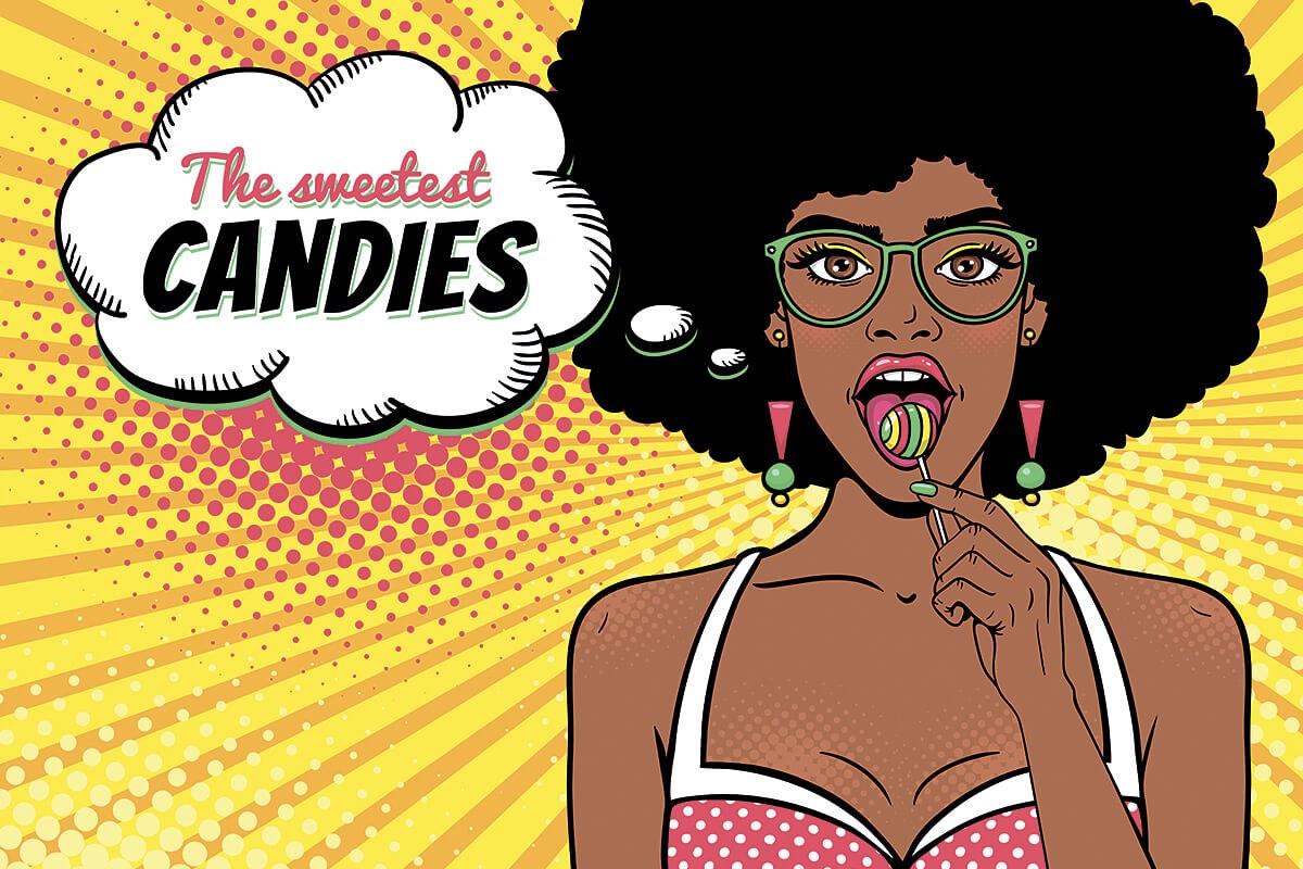 Girl licks a sweet candy Girl licks a sweet candy