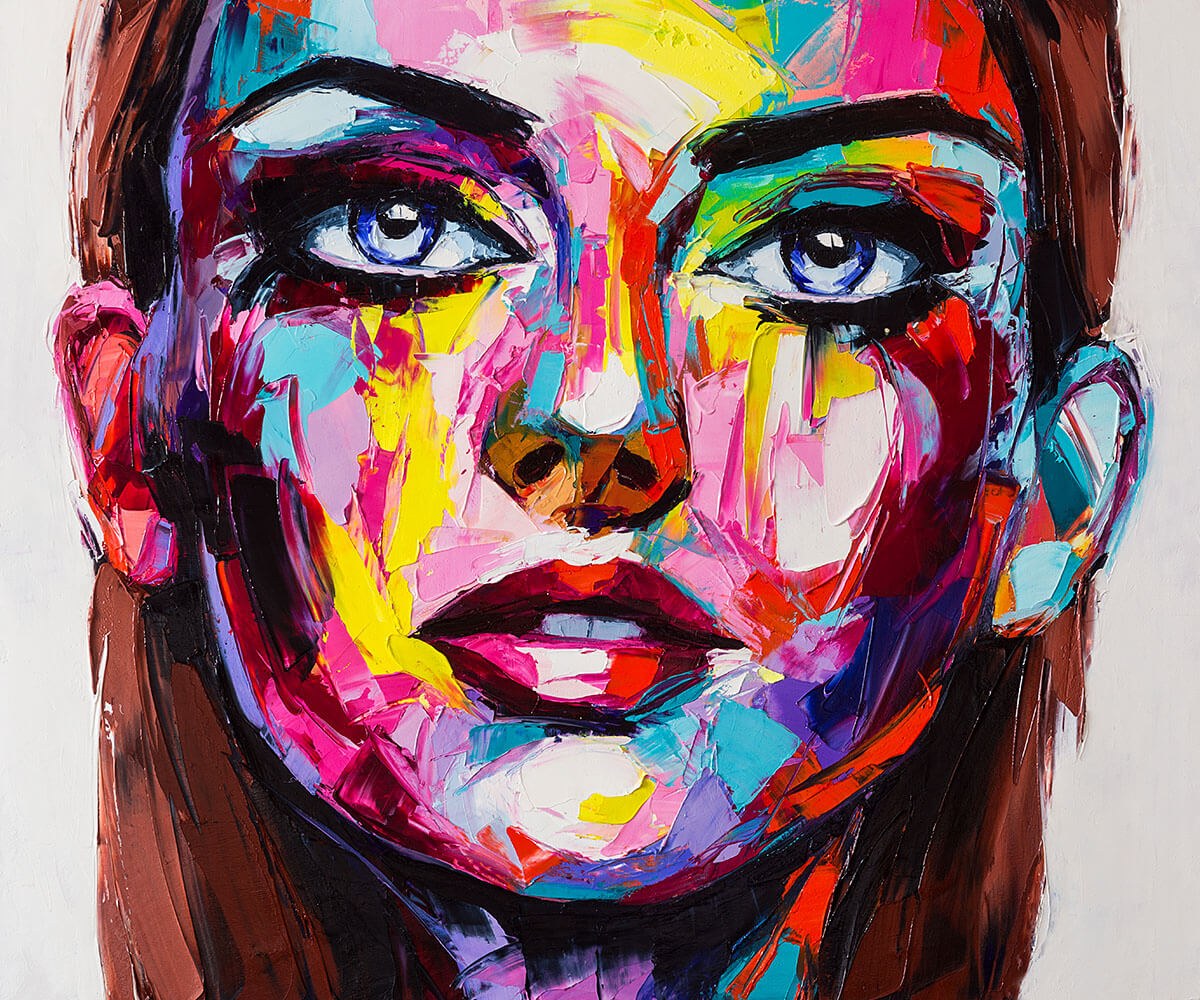 Oil painting woman with a deep look