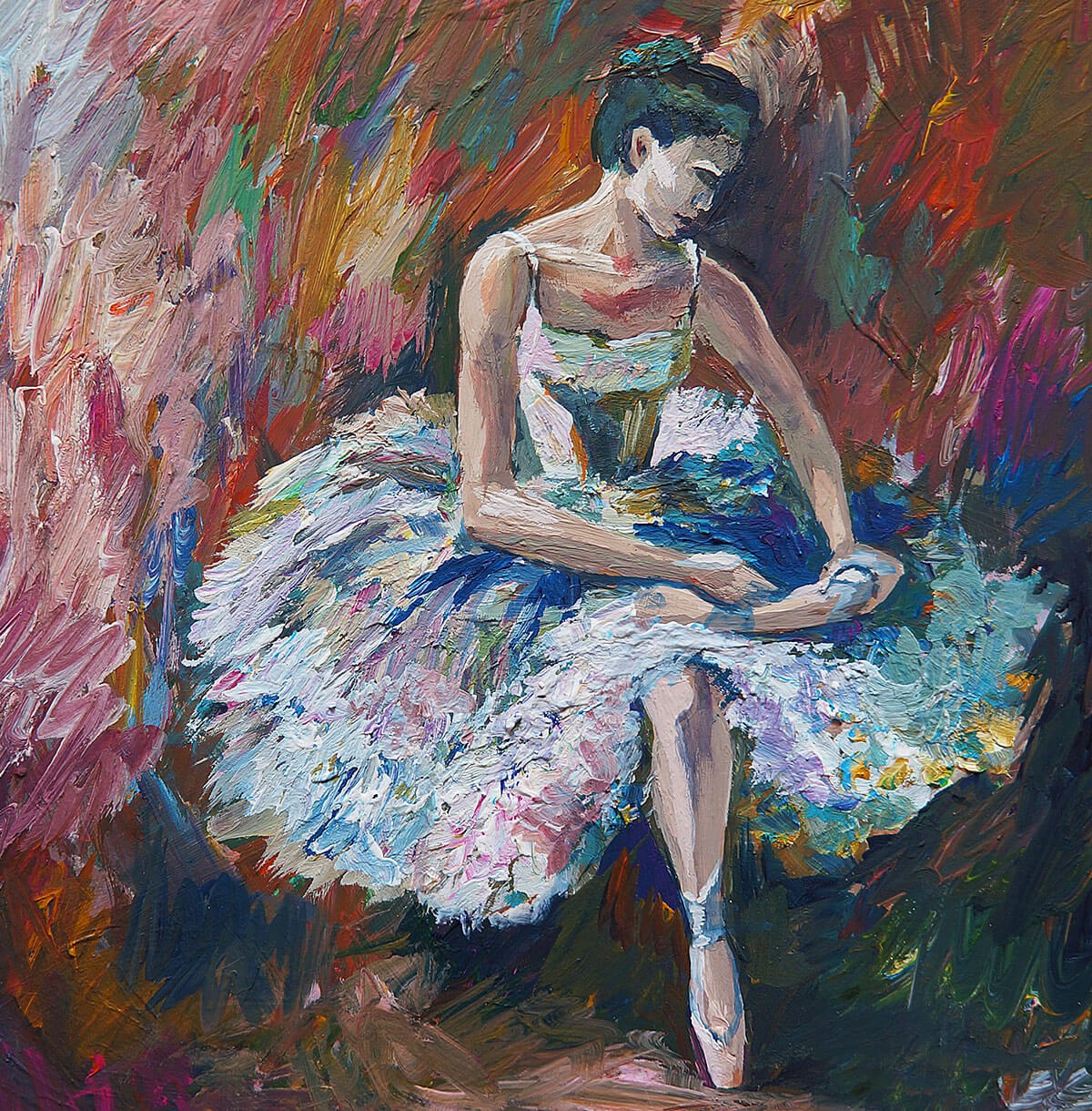 Painting with a cute ballerina