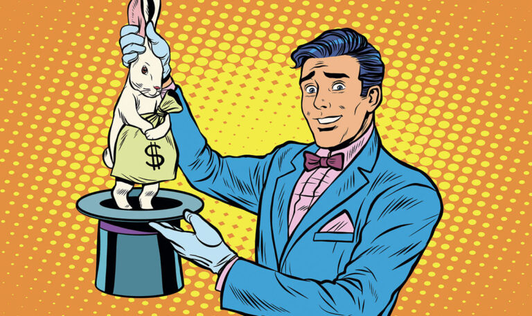 The magician who pulls out a rabbit with money from his hat