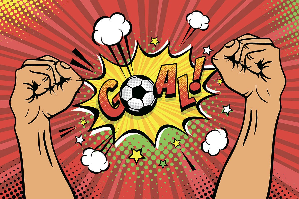 Picture with raised hands after a Goal is scored