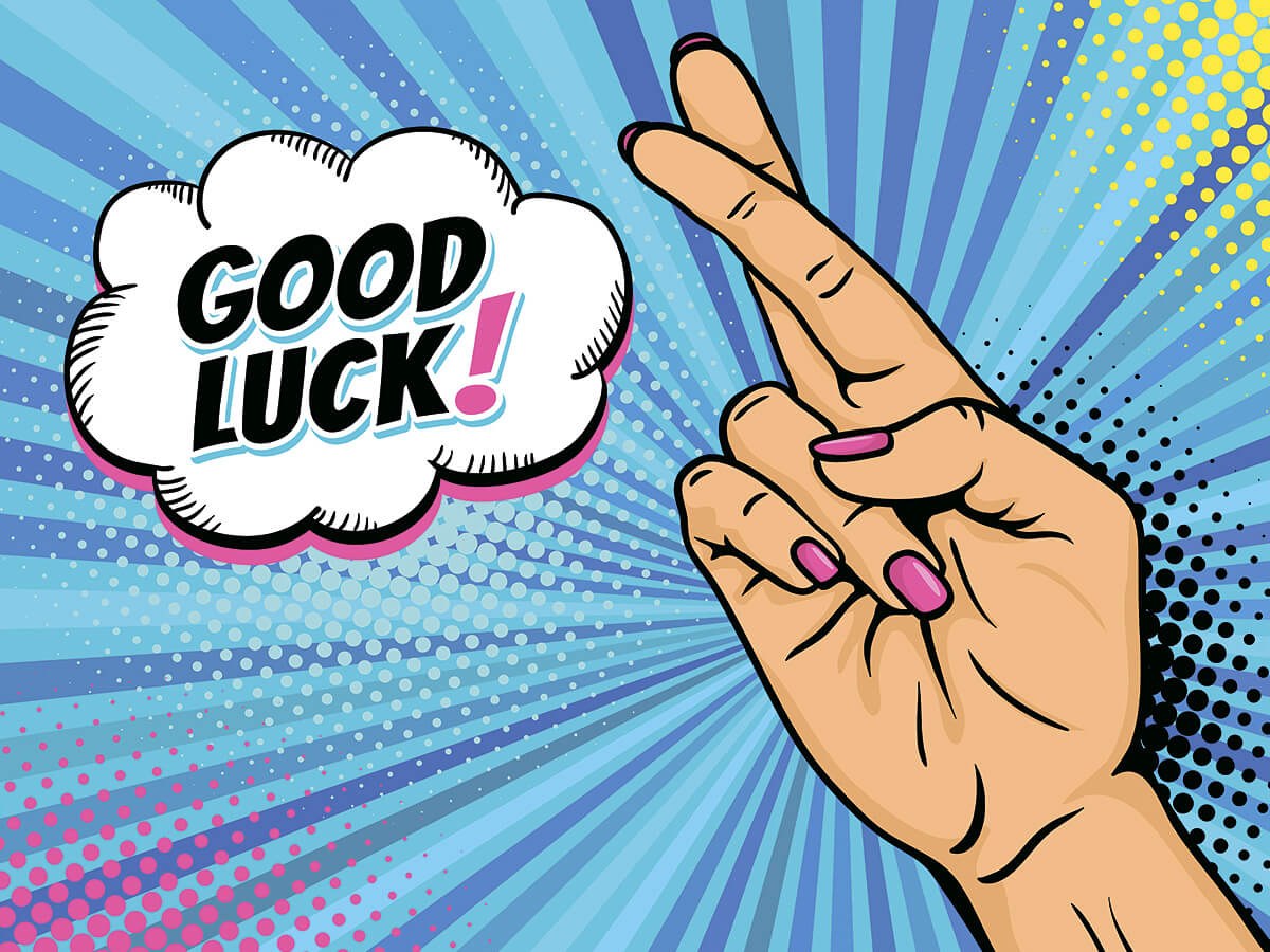Picture with a hand gesture Good Luck