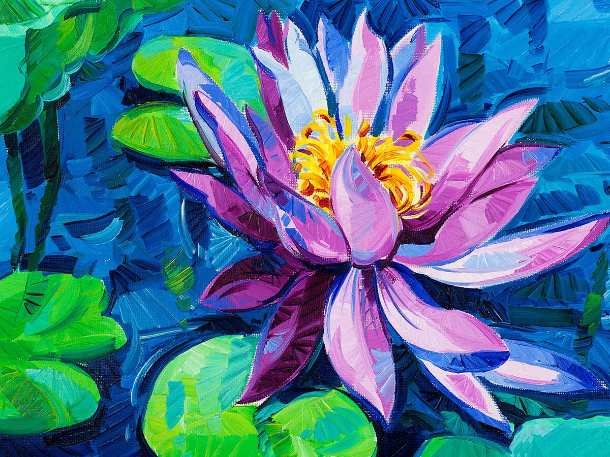 Wonderful water lily, original oil painting