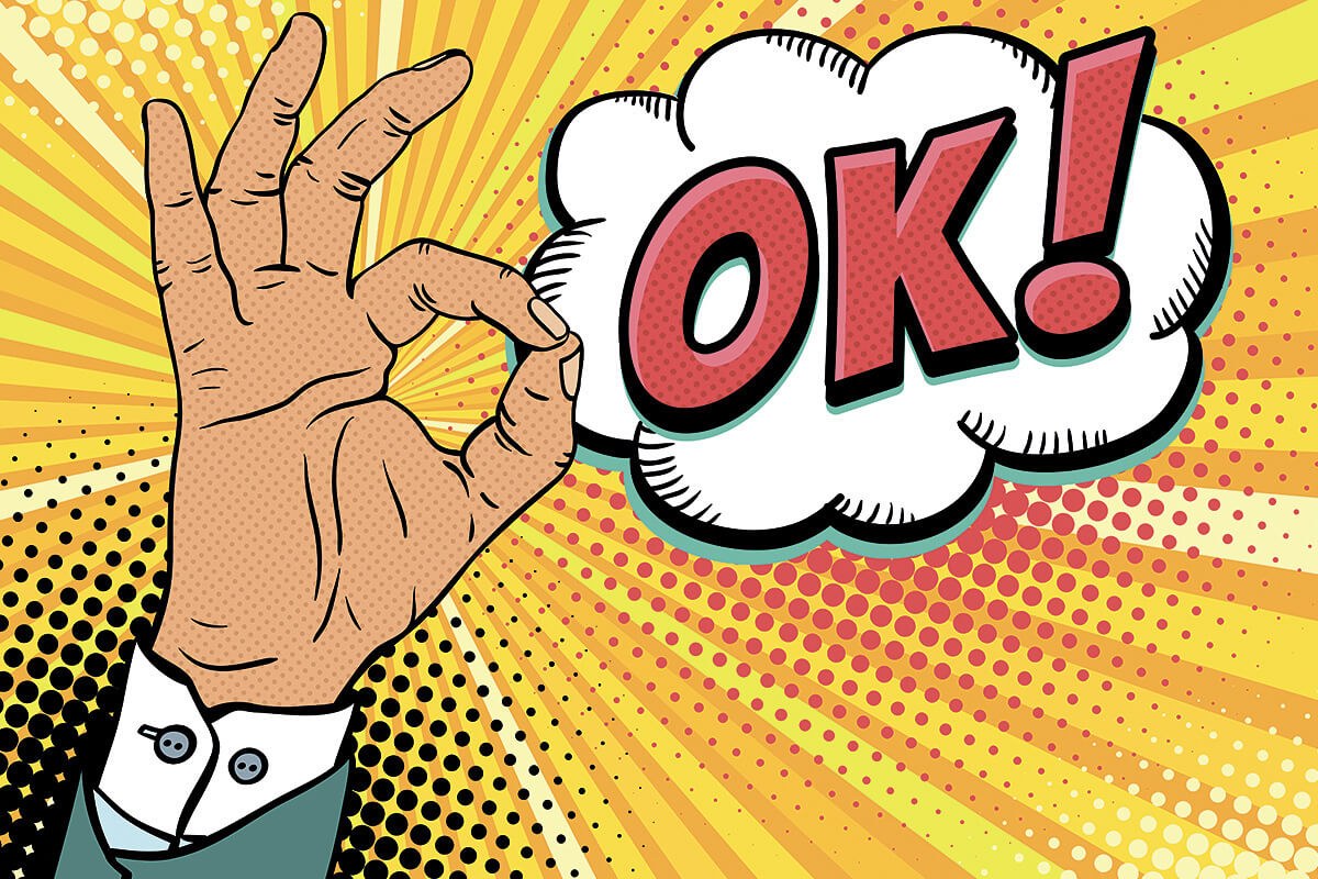 Picture with a hand gesture a sign of all is Ok