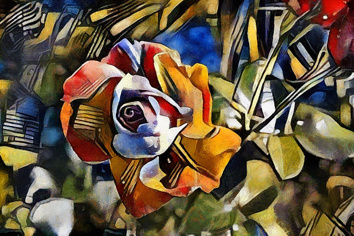 Multicolored flower arrangement, original painting