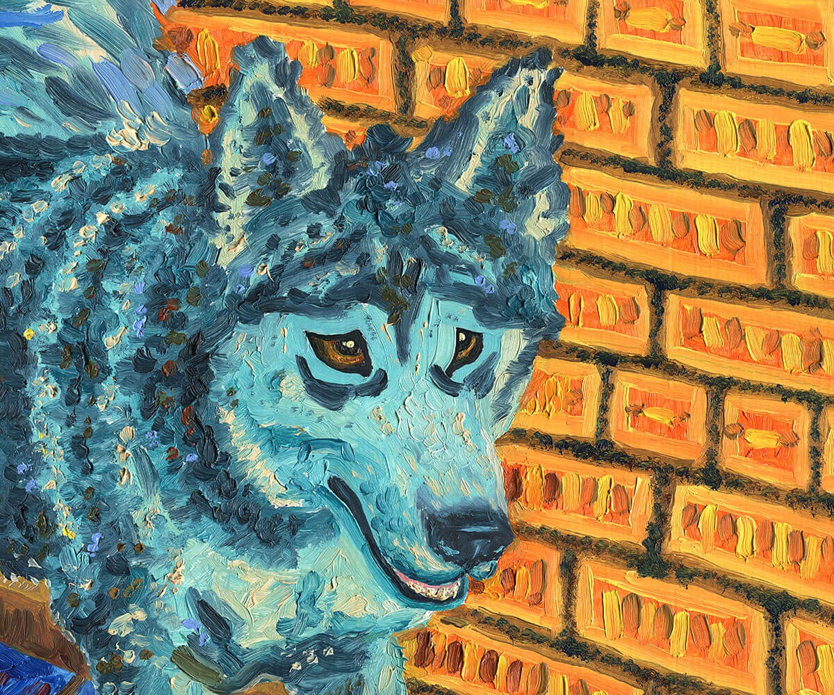 Oil painting with Alaskan Malamute Oil painting with Alaskan Malamute