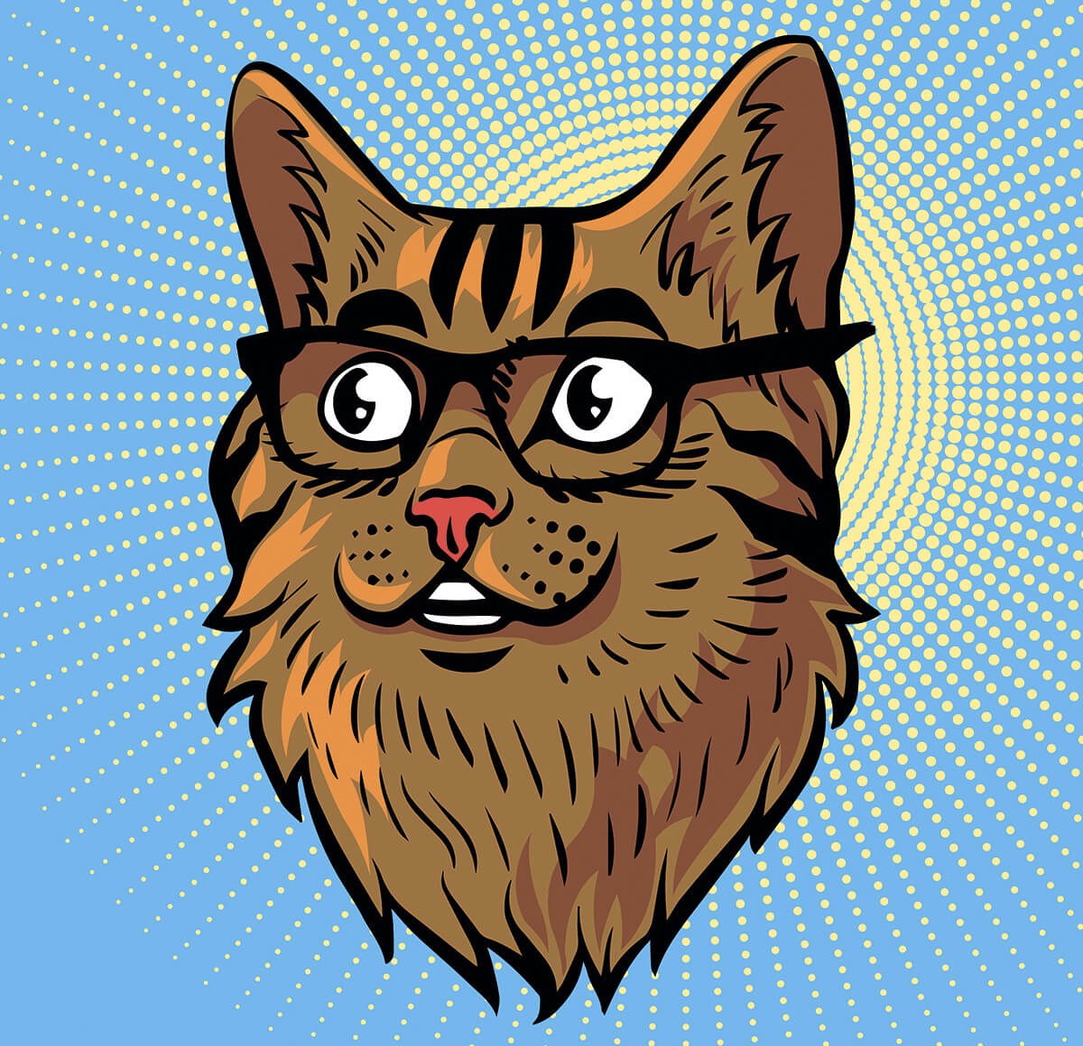 Picture of a smart cat with glasses