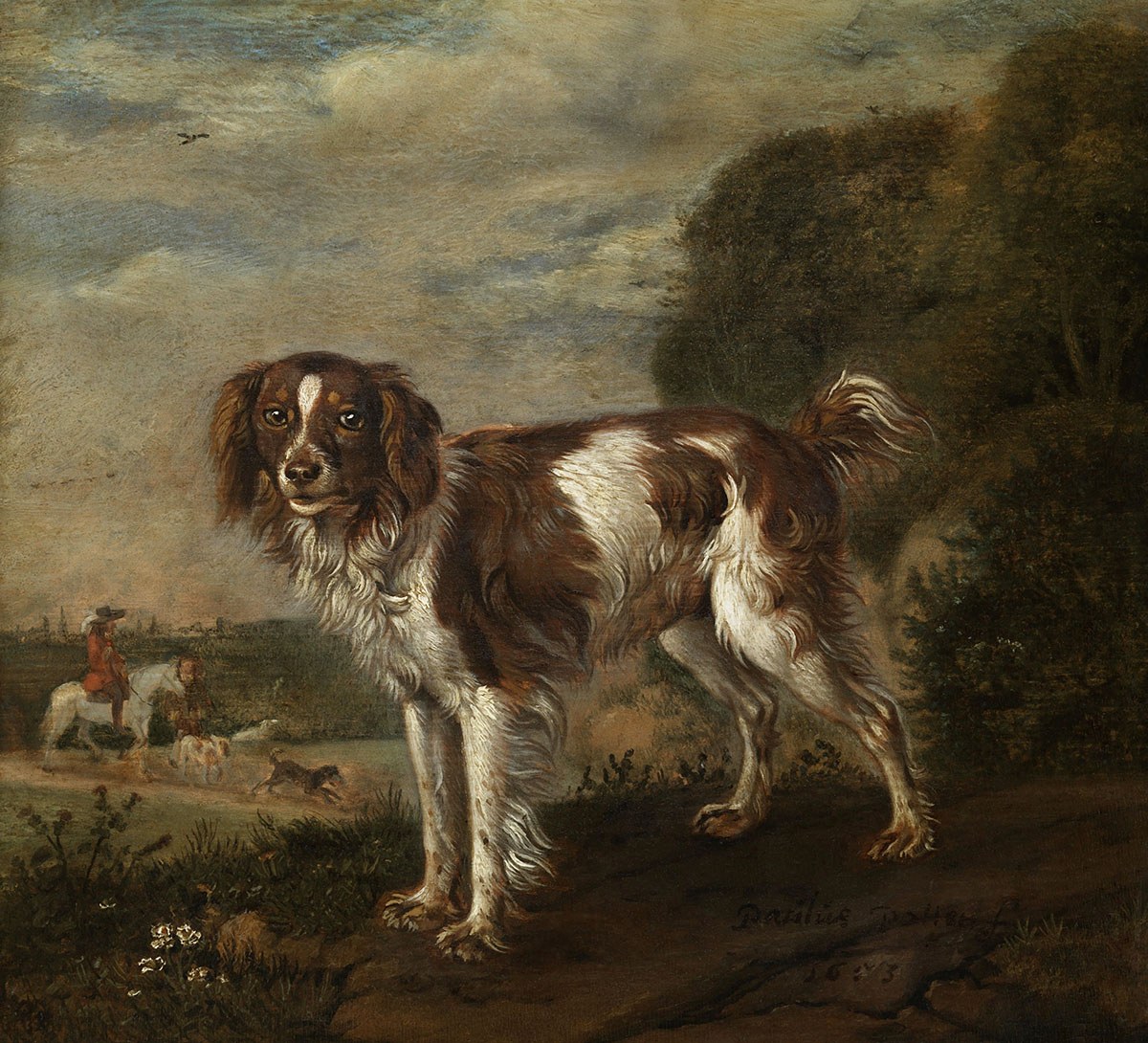 A Spaniel, Artist: Paulus Potter, 1653, Amsterdam, Netherlands, Original painting A Spaniel, Artist: Paulus Potter, 1653, Amsterdam, Netherlands, Original painting