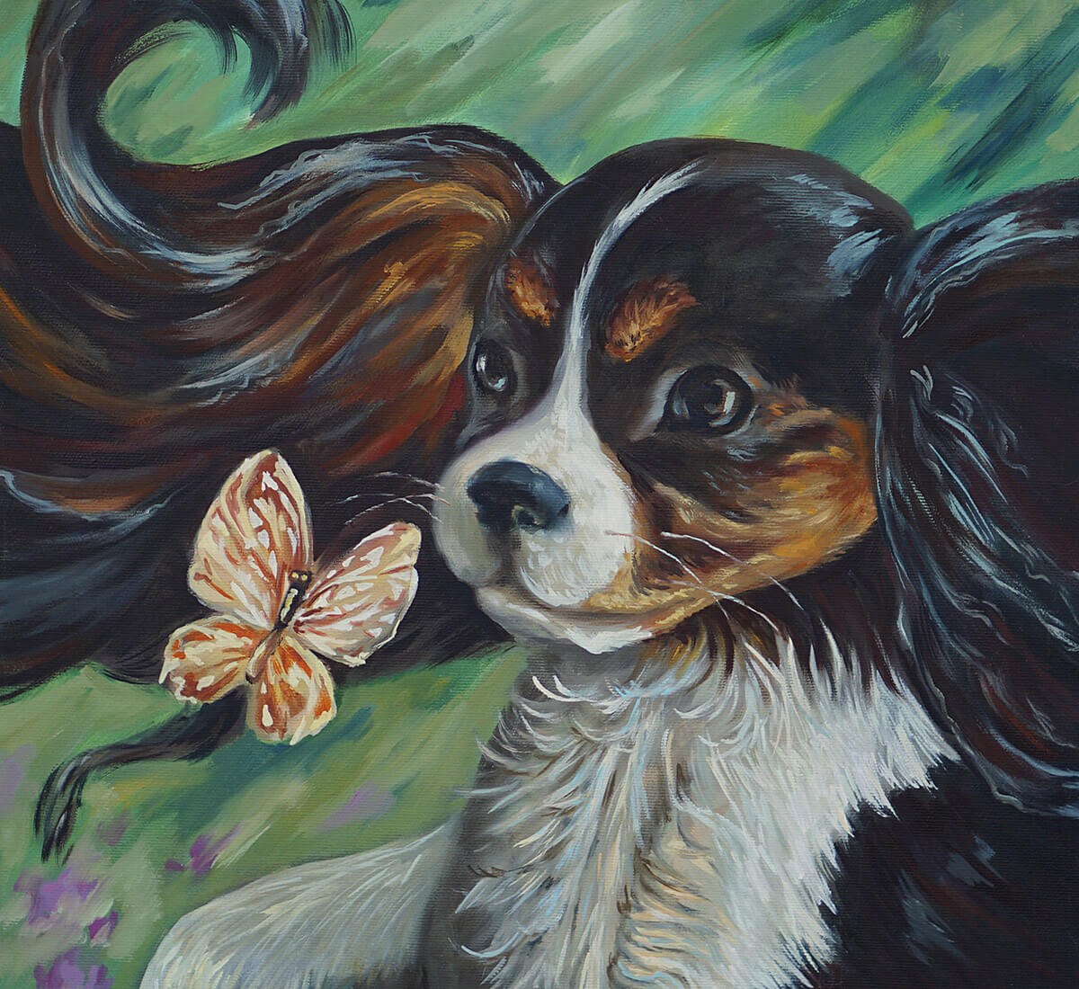 Oil painting with a pretty dog Oil painting with a pretty dog
