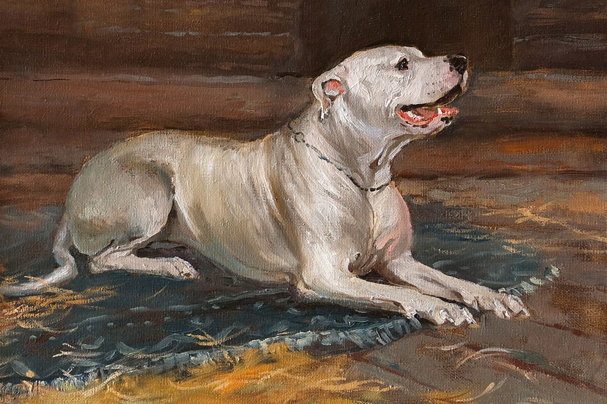 Large white dog, original painting Large white dog, original painting