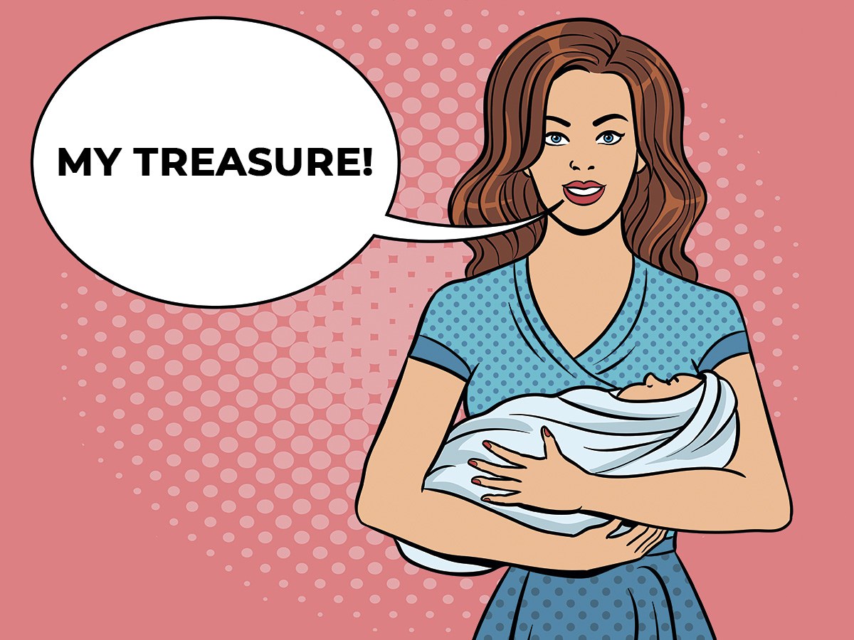 Picture of a happy mother with a newborn in her arms