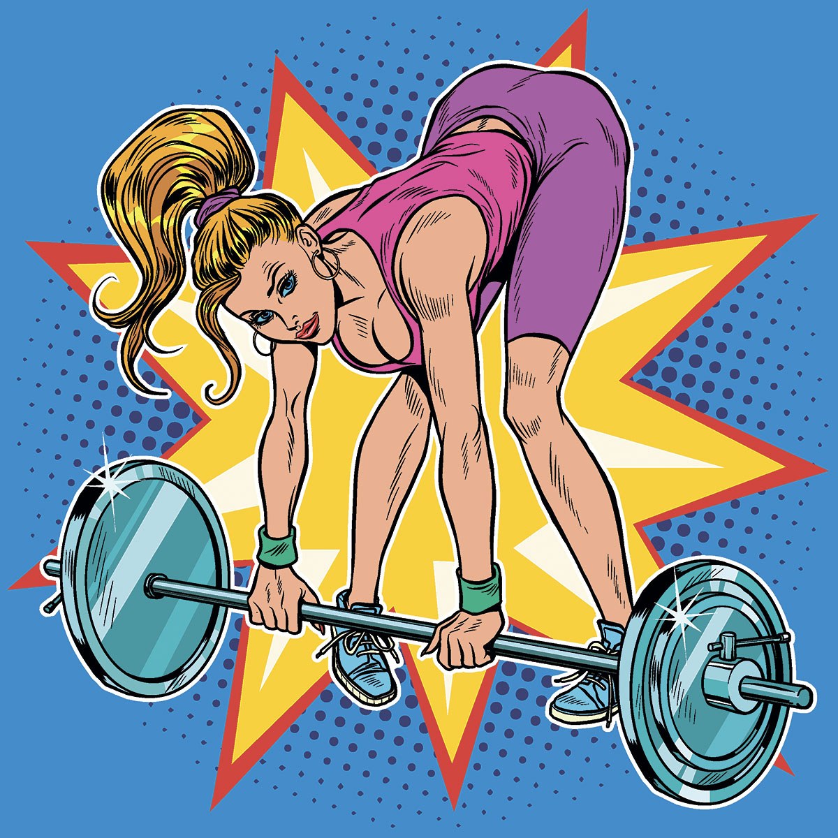 Picture of an athletic woman lifting a heavy barbell