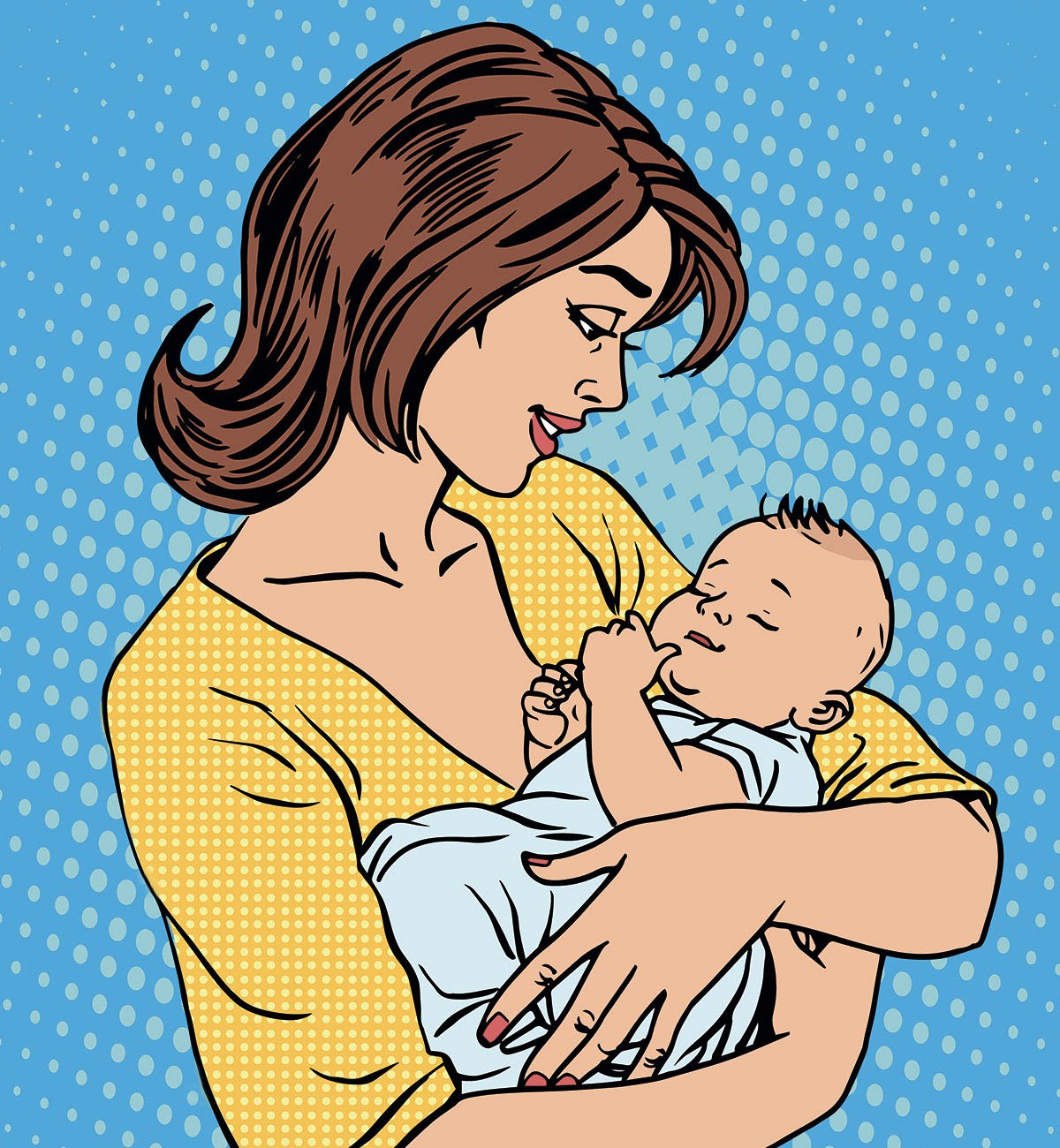 Picture of a mother who looks at her baby tenderly