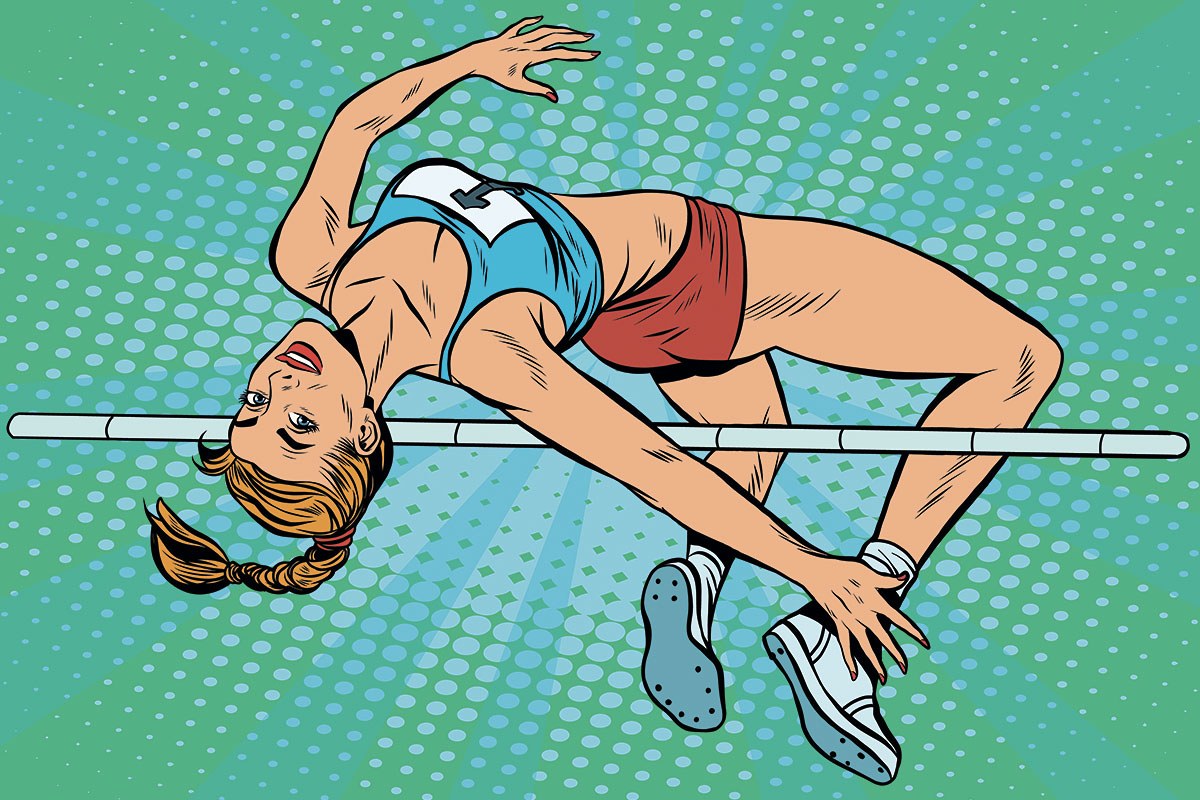 Picture of a sports woman jumping over a pole