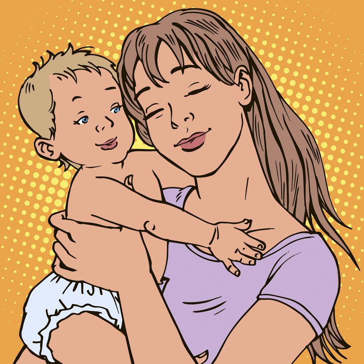 Picture of a mother and child with blue eyes