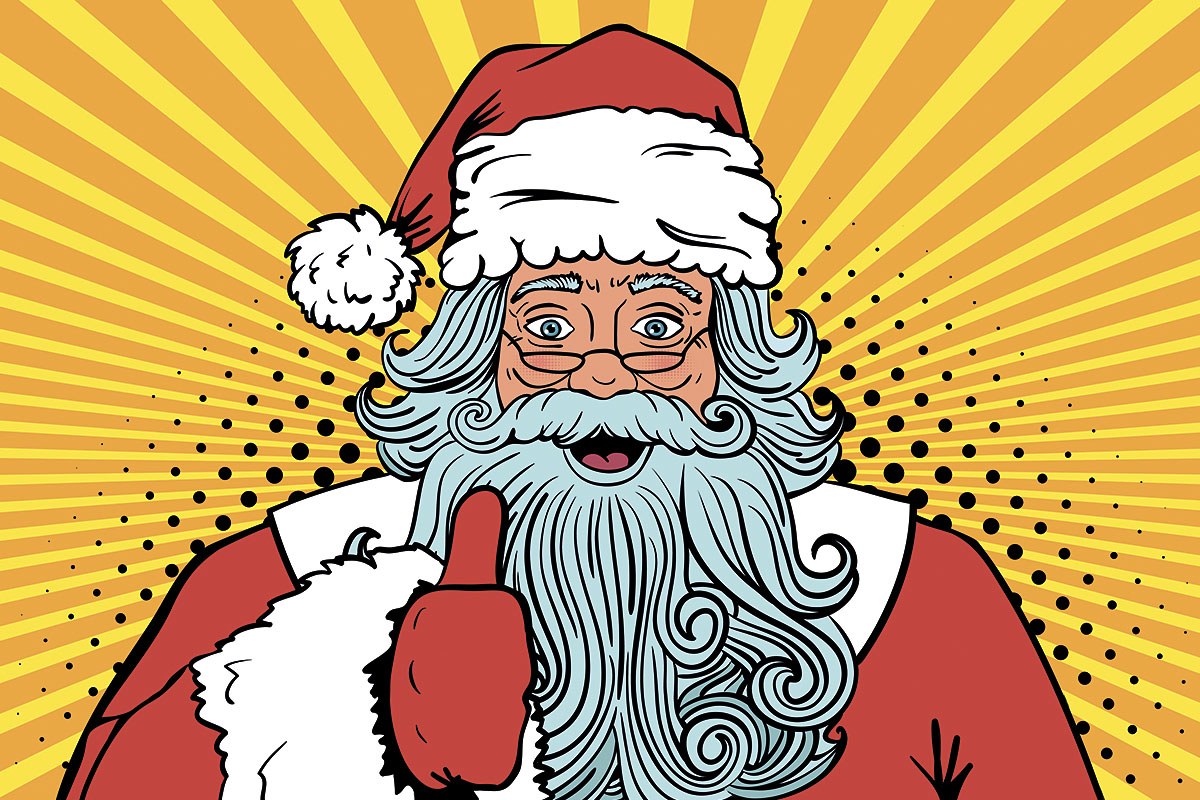 Picture of Santa Claus showing with hand a sign that everything is fine