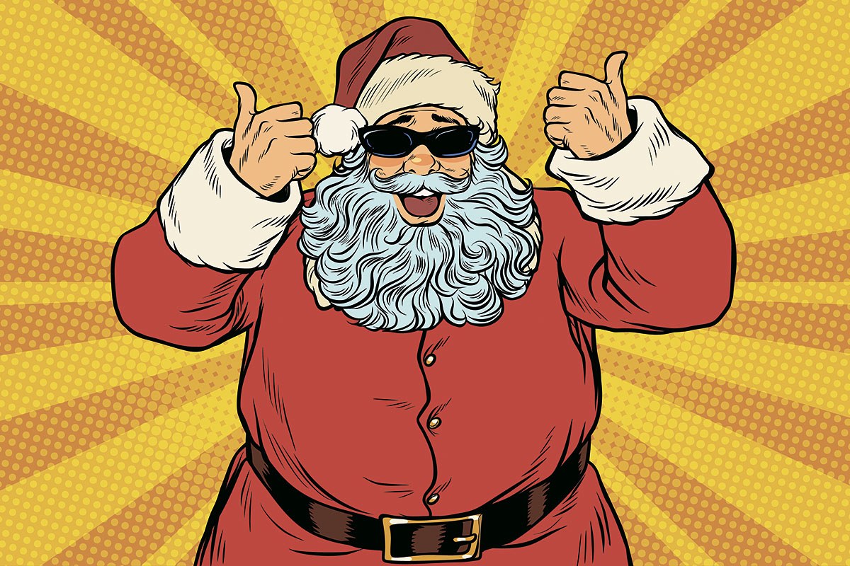 Picture of a cheerful Santa Claus in sunglasses