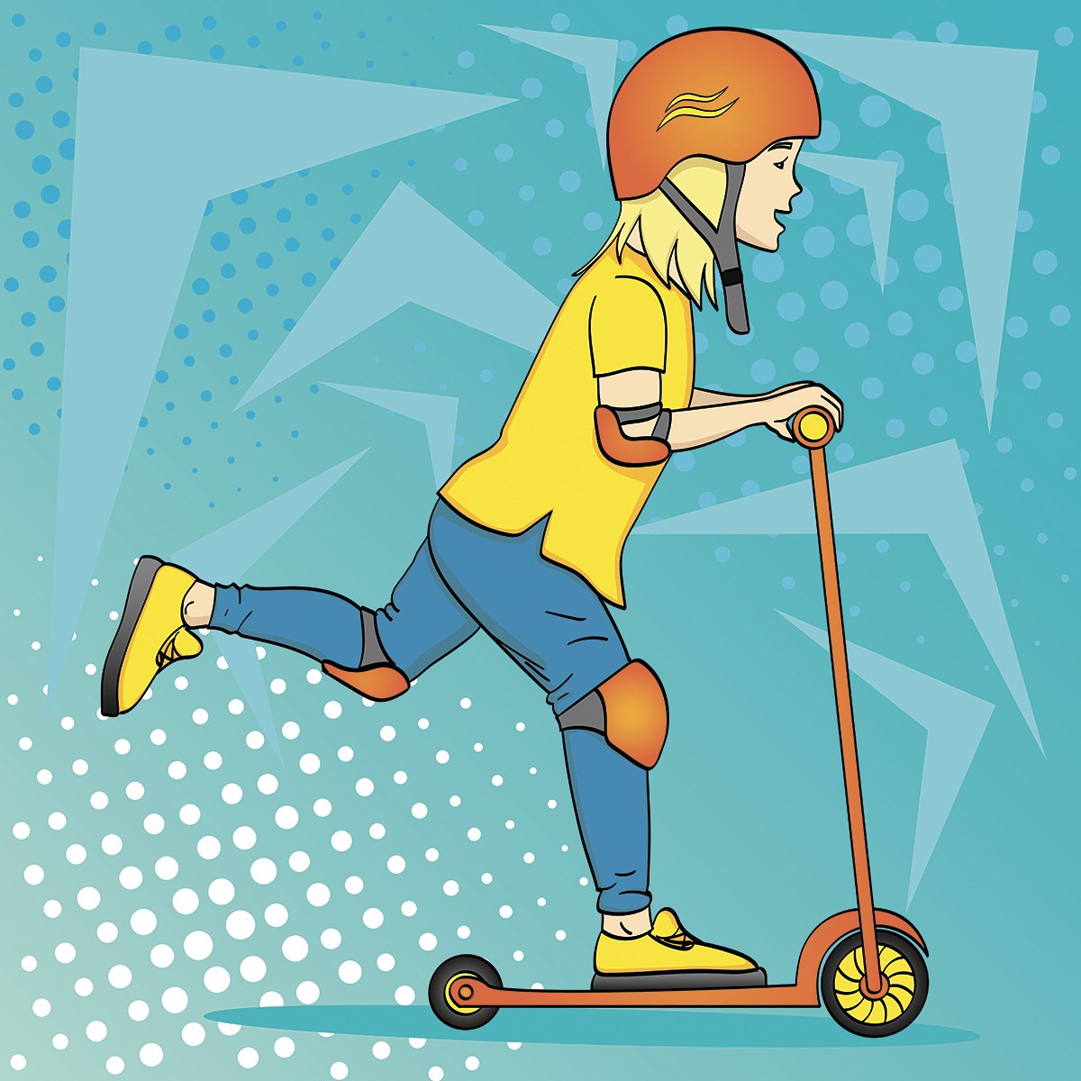 Picture of a child riding a scooter