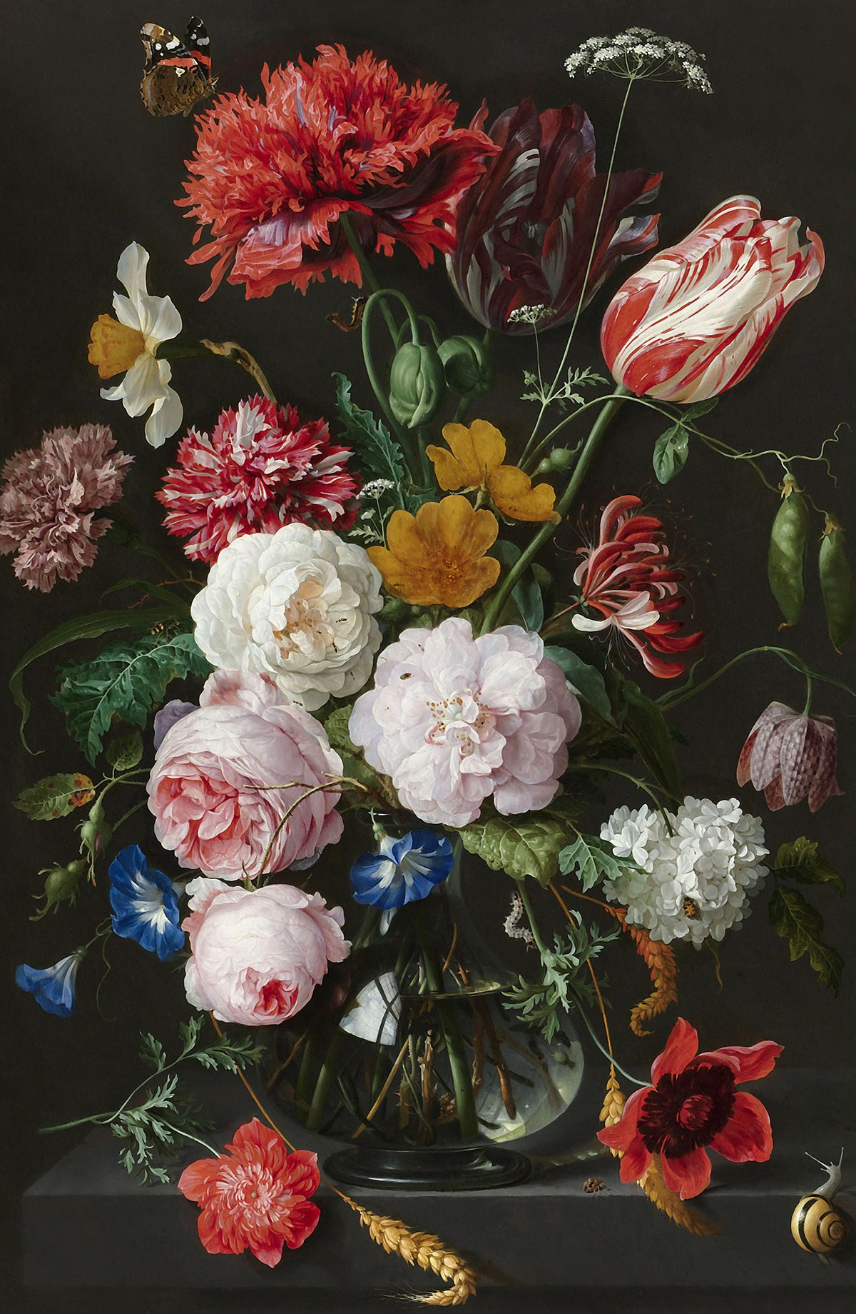 Beautiful oil painting with a set of flowers