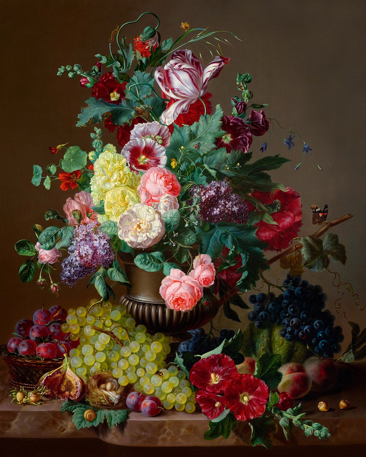 Original oil painting with flowers in a vase