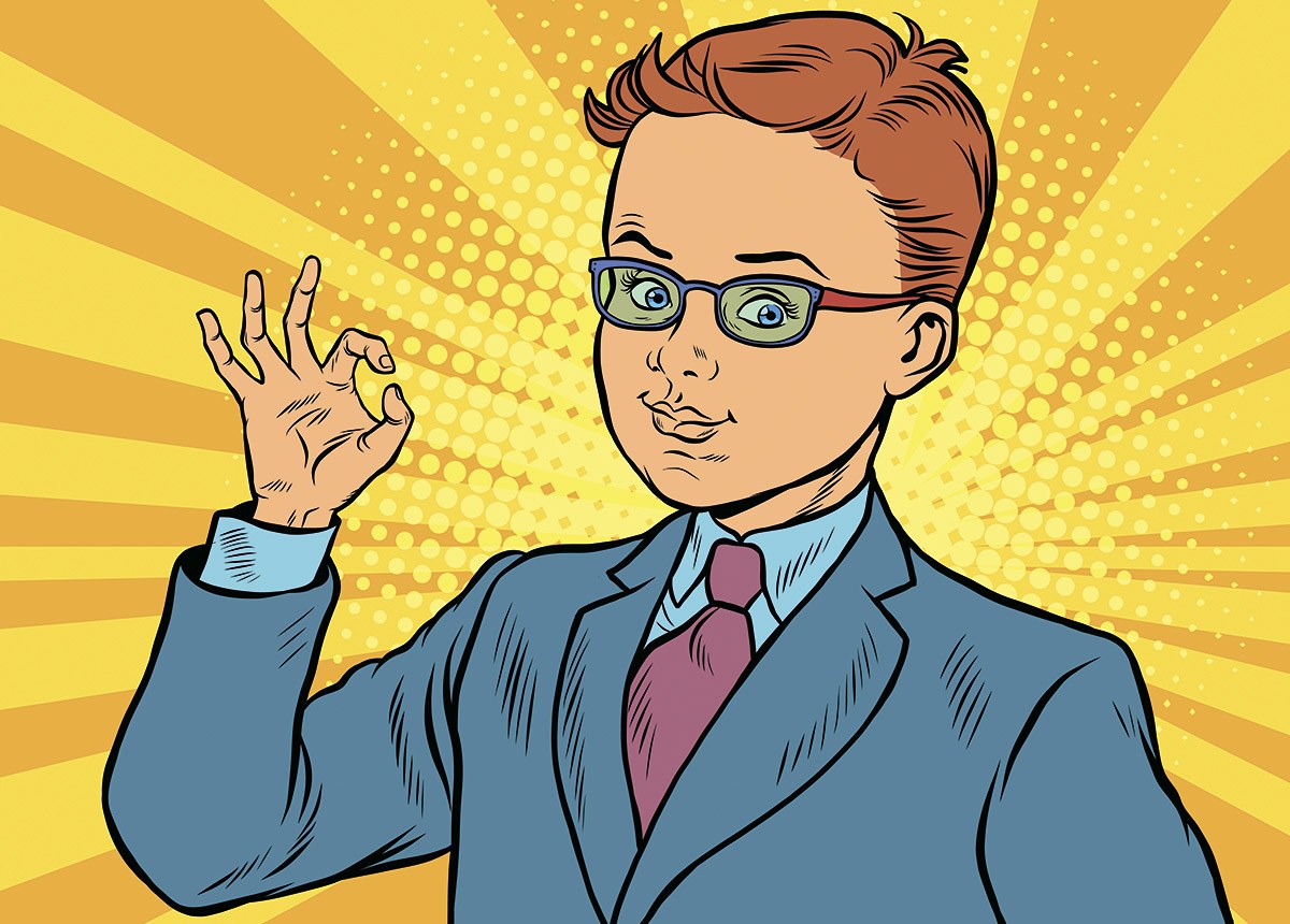 Picture of a smart boy in a business suit and tie