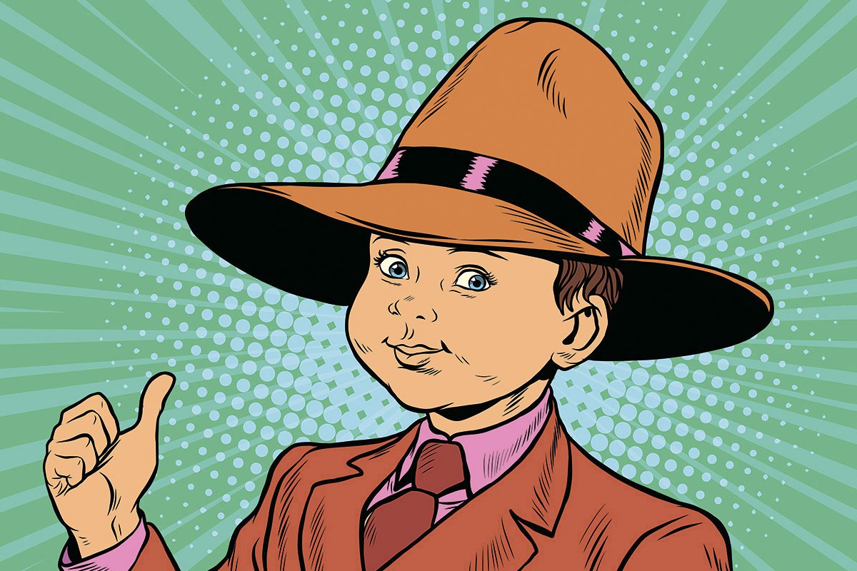 Picture of a cute child in a big hat