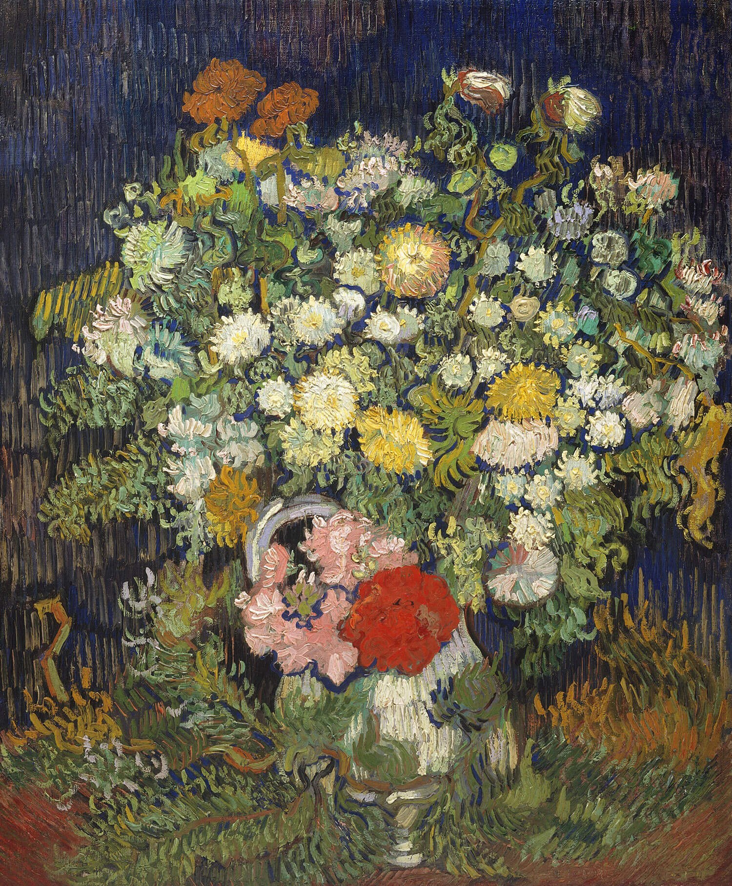 Bouquet of Flowers in a Vase, Painter: Vincent van Gogh, 1890, Dutch Painting, Original painting