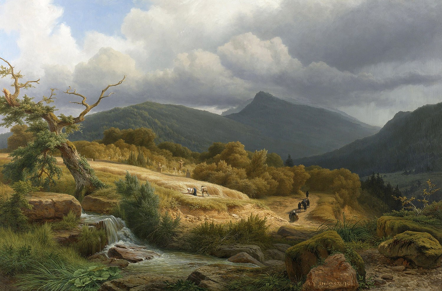 The Cemetery at Baden-Baden, Painter: Pierre Louis Dubourcq, 1855, Dutch Painting, Original Painting