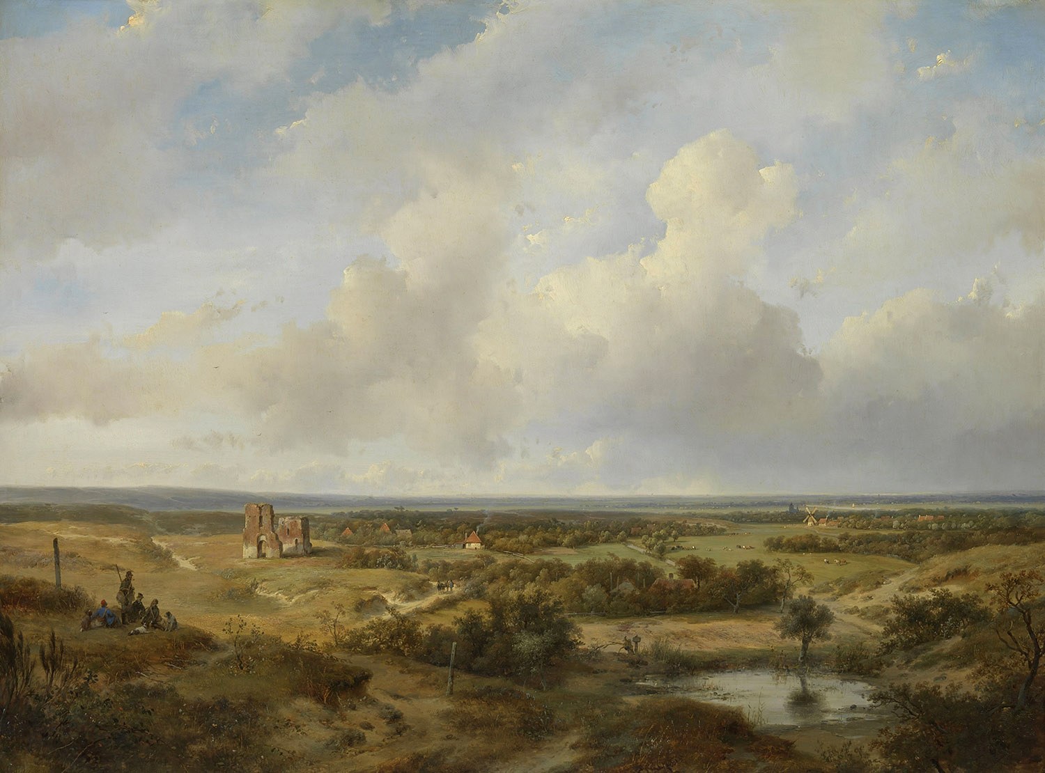 View of Haarlem, Painter: Andreas Schelfhout, 1844, Dutch Painting, Original Painting