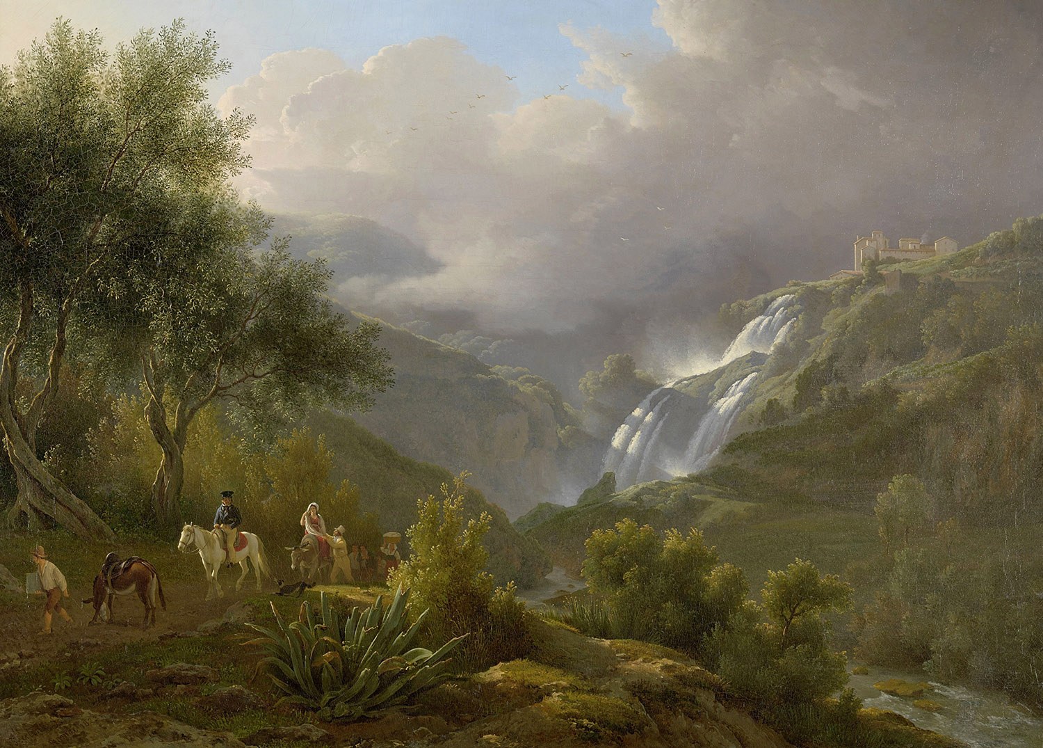 The Cascades at Tivoli, with a Storm Approaching, Painter: Abraham Teerlink, 1824, Dutch Painting, Original Painting