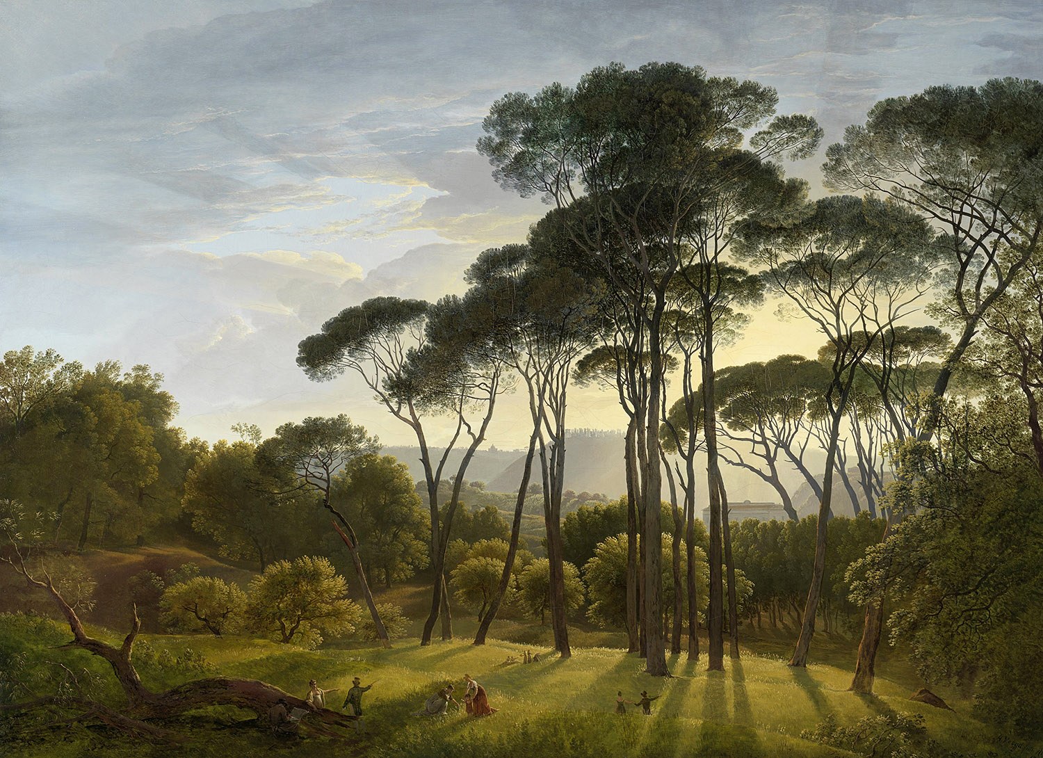 Italian Landscape with Umbrella Pines, Painter: Hendrik Voogd, 1807, Dutch Painting, Original Painting