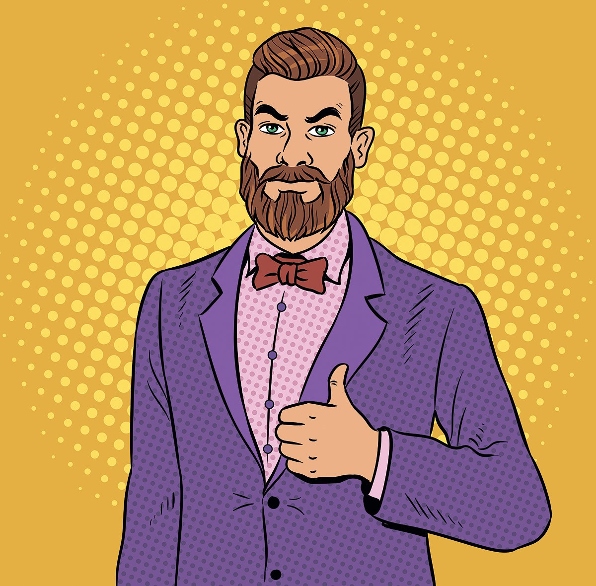 Handsome man with a beard in a business suit