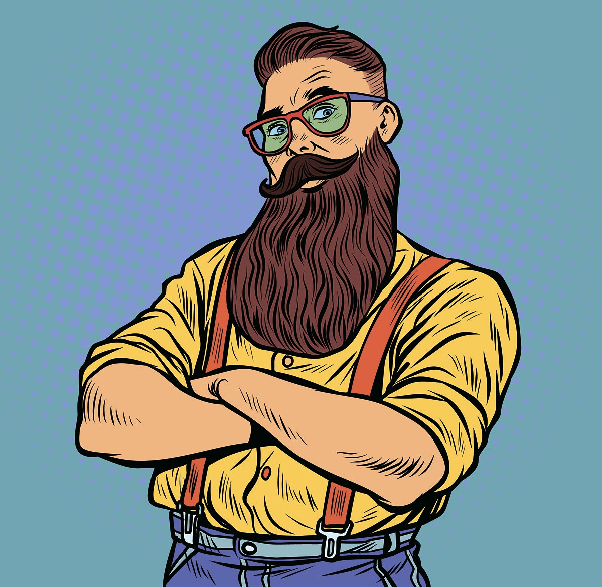 Cute man with long mustache and beard
